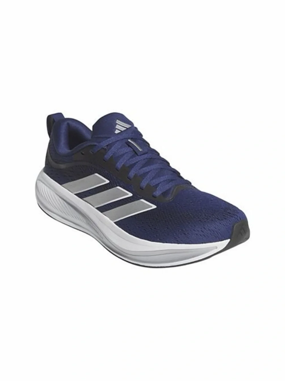 Adidas Mens Navy Blue Running Shoe with Silver Stripes, Size 10 1/2